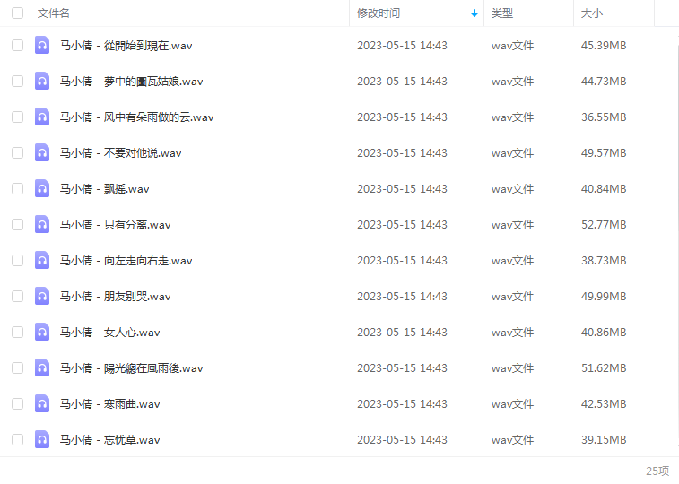 《马小倩》25首无损音质歌曲-免费音乐网